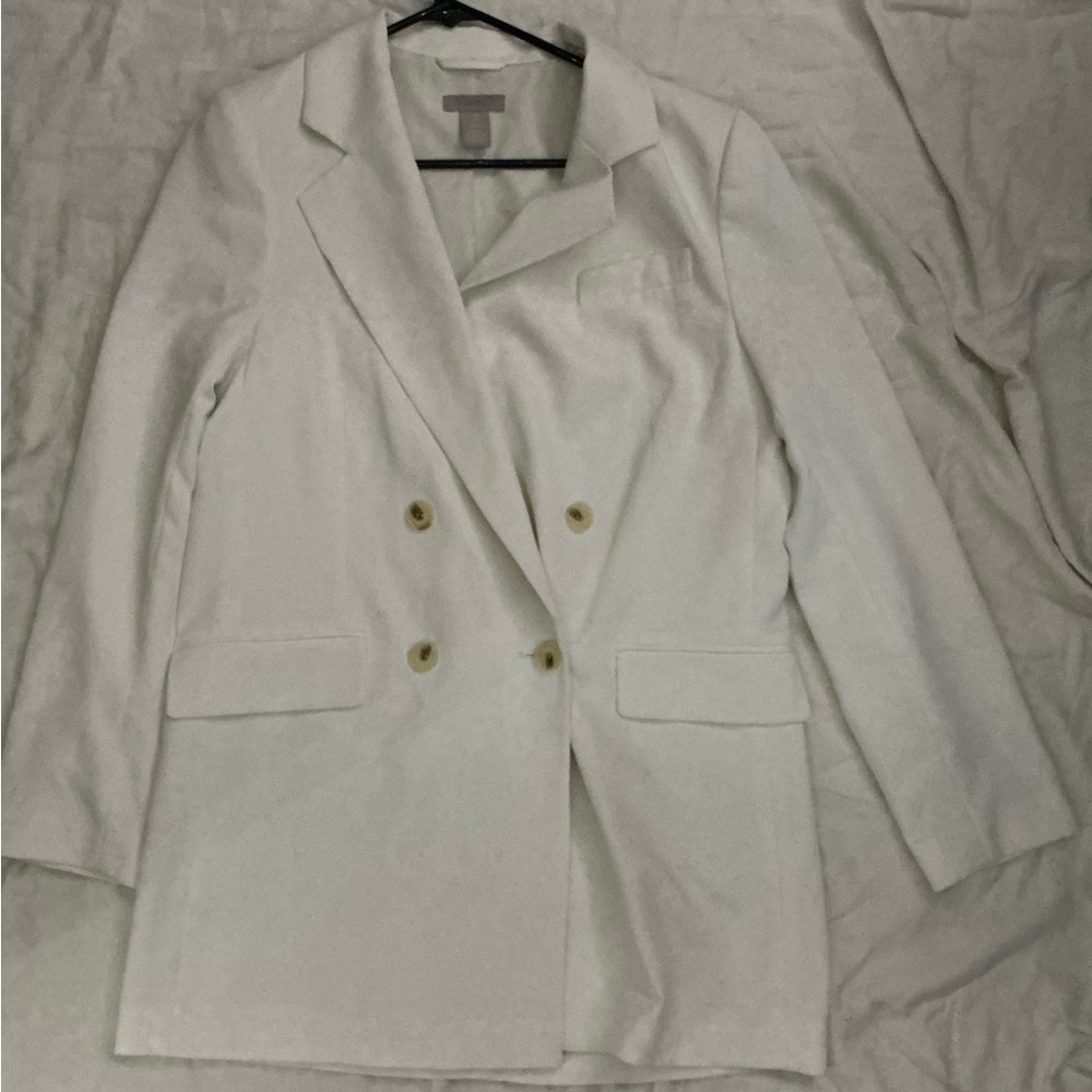 H&M Cream Double-Breasted Blazer